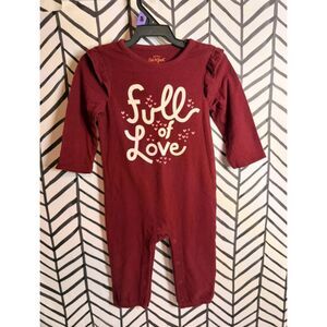 Cat & Jack Red Full Of Love Long Sleeve Outfit Baby Girls 12M 5052